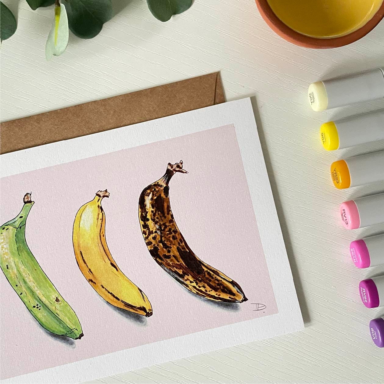 Hand-Illustrated Bananas | Recycled Cardstock Print