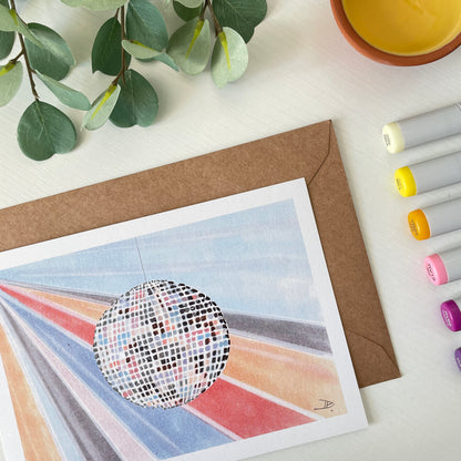 Retro 70s Disco Ball | Recycled Cardstock Print