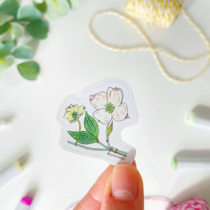 Hand-Illustrated Dogwood Flower | 2" Vinyl Sticker