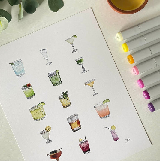 Rainbow Cocktails | Recycled Cardstock Print