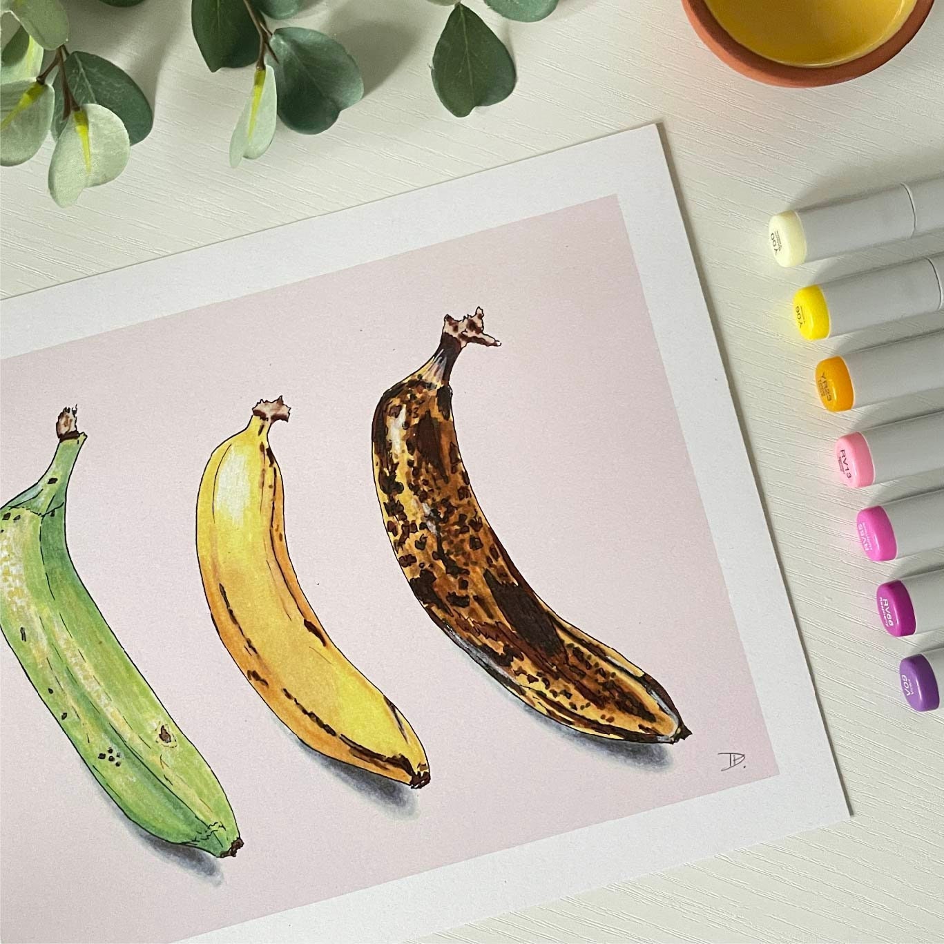 Hand-Illustrated Bananas | Recycled Cardstock Print