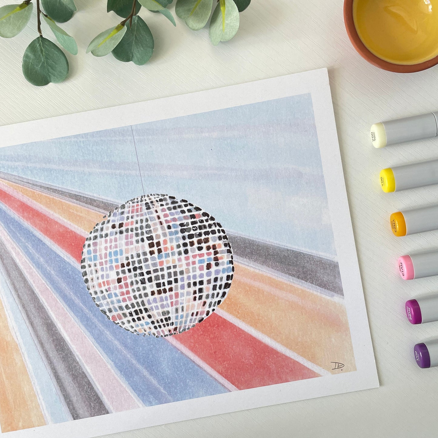 Retro 70s Disco Ball | Recycled Cardstock Print