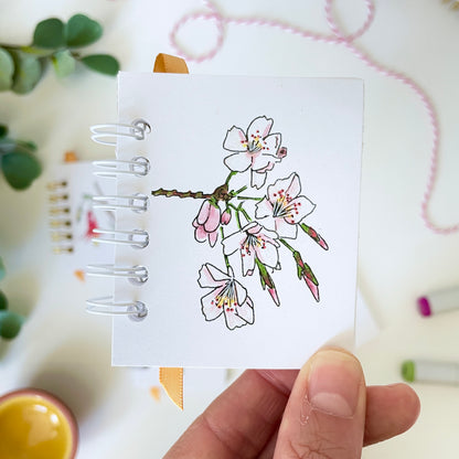 Handmade Mini Notebook/Sketchbook | Cherry Blossom