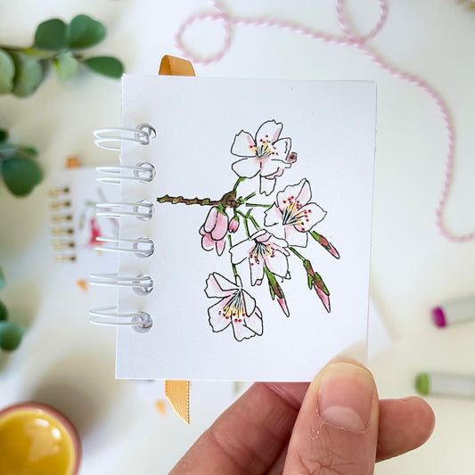 Handmade Mini Notebook/Sketchbook | Cherry Blossom